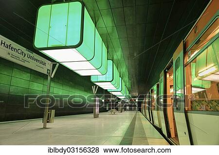 "Light installation in the subway station """"HafenCity University"""" of the Hamburg underground line U4, operator and developer is the Hamburger Hochbahn AG, Hamburg, Hamburg, Hamburg, Germany, Europe" View Large Photo Image Stock Photo - "Light installation in the subway station """"HafenCity University"""" of the Hamburg underground line U4, operator and developer is the Hamburger Hochbahn AG, Hamburg, Hamburg, Hamburg, Germany, Europe". Fotosearch