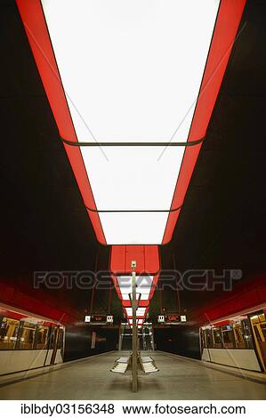 Stock Photo - "Light installation in the subway station """"HafenCity University"""" of the Hamburg underground line U4, operator and developer is the Hamburger Hochbahn AG, Hamburg, Hamburg, Hamburg, Germany, Europe". Fotosearch