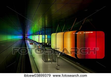"Light installation in the U-Bahn HafenCity Universitat subway station, U4 subway line, HafenCity, Hamburg, Germany, Europe" View Large Photo Image Stock Photo - "Light installation in the U-Bahn HafenCity Universitat subway station, U4 subway line, HafenCity, Hamburg, Germany, Europe". Fotosearch