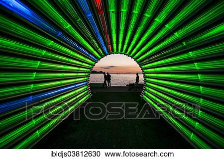 "Light tunnel by the artist Gerry Ammann, looking towards Lake Constance, at sunset, Bregenz, Vorarlberg, Austria, Europe" View Large Photo Image Stock Image - "Light tunnel by the artist Gerry Ammann, looking towards Lake Constance, at sunset, Bregenz, Vorarlberg, Austria, Europe". Fotosearch