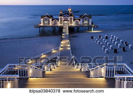 "Lighted Sellin Pier, Rugen Island, Mecklenburg-Western Pomerania, Germany, Europe" View Large Photo Image Stock Photo - "Lighted Sellin Pier, Rugen Island, Mecklenburg-Western Pomerania, Germany, Europe". Fotosearch