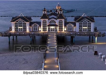 "Lighted Sellin Pier, Rugen Island, Mecklenburg-Western Pomerania, Germany, Europe" View Large Photo Image Stock Photograph - "Lighted Sellin Pier, Rugen Island, Mecklenburg-Western Pomerania, Germany, Europe". Fotosearch