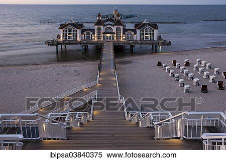 "Lighted Sellin Pier, Rugen Island, Mecklenburg-Western Pomerania, Germany, Europe" View Large Photo Image Stock Photography - "Lighted Sellin Pier, Rugen Island, Mecklenburg-Western Pomerania, Germany, Europe". Fotosearch