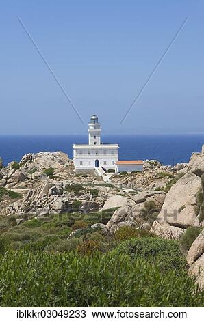 Stock Image - "Lighthouse at Capo Testa, Santa Teresa Gallura, Sardinia, Italy, Europe". Fotosearch