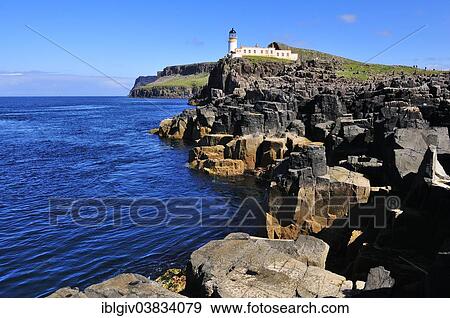"Lighthouse at Neist Point, Ross, Skye and Lochaber, Isle of Skye, Scotland, United Kingdom, Europe" View Large Photo Image Stock Photo - "Lighthouse at Neist Point, Ross, Skye and Lochaber, Isle of Skye, Scotland, United Kingdom, Europe". Fotosearch