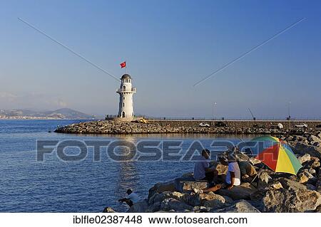 "Lighthouse at the port of Alanya, Antalya, Turkish Riviera, Turkey, Asia" View Large Photo Image Stock Photo - "Lighthouse at the port of Alanya, Antalya, Turkish Riviera, Turkey, Asia". Fotosearch