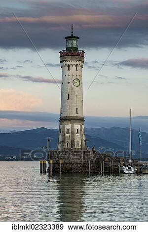 Stock Photo - "Lighthouse in the harbor of Lindau, Lake Constance, Bavaria, Germany, Europe". Fotosearch