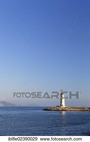 Stock Photo - "Lighthouse in the harbour of Alanya, Antalya, Turkish Riviera, Turkey, Asia". Fotosearch
