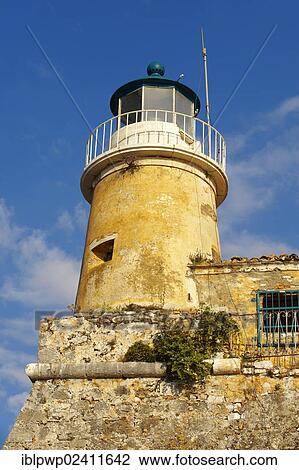 Lighthouse on the top of the old citadel of Corfu Town castle, Corfu, Ionian Islands, Greece, Europe View Large Photo Image Stock Image - Lighthouse on the top of the old citadel of Corfu Town castle, Corfu, Ionian Islands, Greece, Europe. Fotosearch