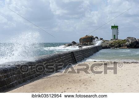 Picture - "Lighthouse, Pointe de Trevignon, Trevignon, Departement Finistere, Brittany, France, Europe". Fotosearch