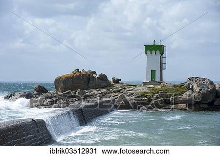 Stock Image - "Lighthouse, Pointe de Trevignon, Trevignon, Departement Finistere, Brittany, France, Europe". Fotosearch
