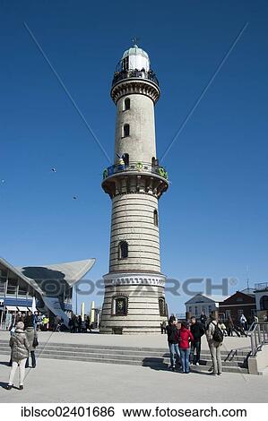 Stock Photograph - "Lighthouse, Warnemuende, Mecklenburg-Western Pomerania, Germany, Europe". Fotosearch