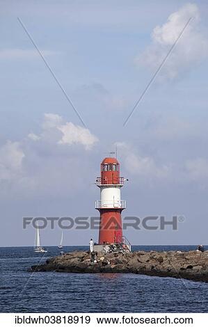 Stock Photo - "Lighthouse, Warnemunde, Rostock, Mecklenburg-Vorpommern, Germany, Europe". Fotosearch