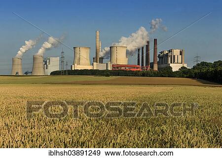 Stock Photo - "Lignite-fired power plant, Rhein-Erft-Kreis district, North Rhine-Westphalia, Germany, Europe". Fotosearch