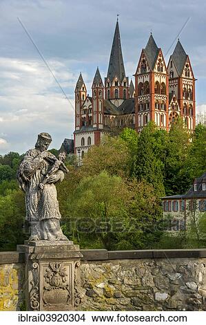 "Limburg Cathedral or Georgsdom, statue of St.. Nepomuk on Alte Lahnbrucke, Old Lahn Bridge, Limburg an der Lahn, Hesse, Germany, Europe" View Large Photo Image Picture - "Limburg Cathedral or Georgsdom, statue of St.. Nepomuk on Alte Lahnbrucke, Old Lahn Bridge, Limburg an der Lahn, Hesse, Germany, Europe". Fotosearch