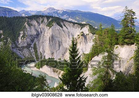 "Limestone cliffs at a river bend of the AVorderrhein, Ruinaulta valley, near Illanz, Canton of Graubunden, Switzerland, Europe" View Large Photo Image Stock Photo - "Limestone cliffs at a river bend of the AVorderrhein, Ruinaulta valley, near Illanz, Canton of Graubunden, Switzerland, Europe". Fotosearch