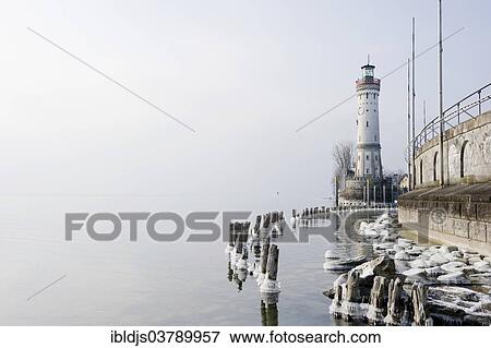 "Lindau Lighthouse and frozen Lake Constance, Lindau, Bavaria, Germany, Europe" View Large Photo Image Stock Photo - "Lindau Lighthouse and frozen Lake Constance, Lindau, Bavaria, Germany, Europe". Fotosearch