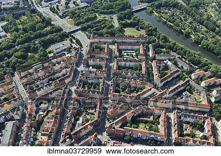 Stock Photo - "Linden district, aerial view, Linden, Hannover, Lower Saxony, Germany, Europe". Fotosearch