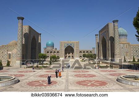 "Links Ulugh Beg Madrasah, middle Tilya-Kori Madrasah, right Sher-Dor Madrasah, Registan, Samarkand, Uzbekistan, Asia" View Large Photo Image Picture - "Links Ulugh Beg Madrasah, middle Tilya-Kori Madrasah, right Sher-Dor Madrasah, Registan, Samarkand, Uzbekistan, Asia". Fotosearch