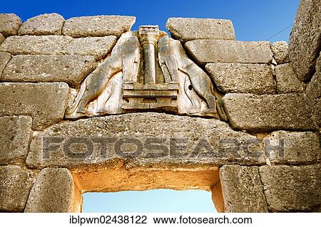 "Lion Gate and citadel walls built in 1350 B. C., Mycenae archaeological site, UNESCO World Heritage, Peloponnese, Greece, Europe" View Large Photo Image Stock Image - "Lion Gate and citadel walls built in 1350 B. C., Mycenae archaeological site, UNESCO World Heritage, Peloponnese, Greece, Europe". Fotosearch