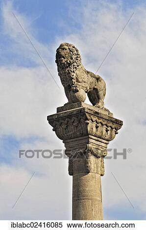 Lion pillar on Cathedral Square, Eichstaett, Bavaria, Germany, Europe View Large Photo Image Stock Photography - Lion pillar on Cathedral Square, Eichstaett, Bavaria, Germany, Europe. Fotosearch
