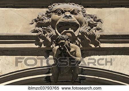 "Lion relief and sculpture above the entrance of the Baumeisterhaus of 1596, Rothenburg ob der Tauber, Middle Franconia, Bavaria, Germany, Europe" View Large Photo Image Stock Photography - "Lion relief and sculpture above the entrance of the Baumeisterhaus of 1596, Rothenburg ob der Tauber, Middle Franconia, Bavaria, Germany, Europe". Fotosearch