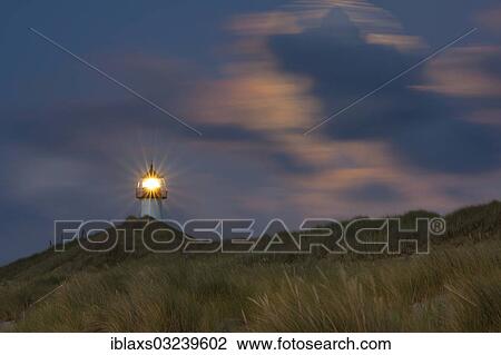 Stock Image - "List Ost lighthouse at dusk, List, Hannover, Lower Saxony, Germany, Europe". Fotosearch