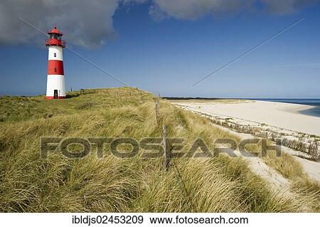 Stock Photo - "List-Ost lighthouse, Ellenbogen, Sylt, Schleswig-Holstein, Germany, Europe". Fotosearch