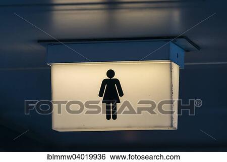 "Lit restroom sign for women, pictogram" View Large Photo Image Stock Photograph - "Lit restroom sign for women, pictogram". Fotosearch