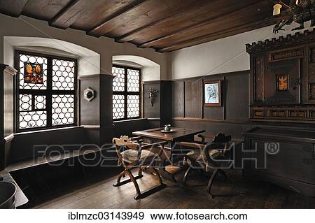 Stock Photo - "Living room display, Wanderer Room 2, Albrecht Duerer House, historic center, Nuremberg, Middle Franconia, Bavaria, Germany, Europe". Fotosearch