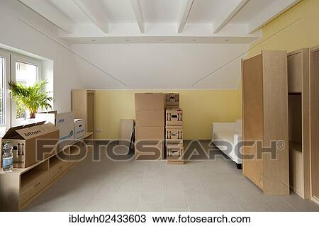 Living room with moving boxes View Large Photo Image Stock Image - Living room with moving boxes. Fotosearch