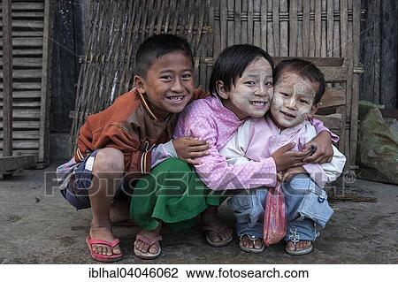 "Local children, with Thanaka paste in their faces, Nyaaungshwe, Shan State, Myanmar, Asia" View Large Photo Image Stock Image - "Local children, with Thanaka paste in their faces, Nyaaungshwe, Shan State, Myanmar, Asia". Fotosearch
