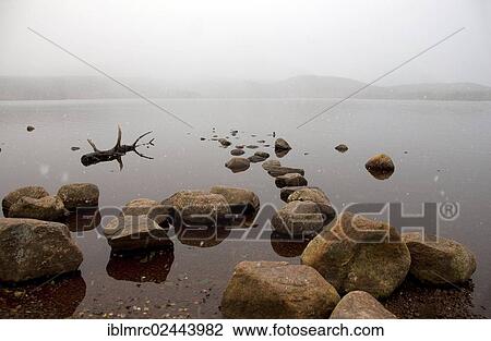 Stock Image - "Loch Morlich, Cairngorms mountain range, Scotland, United Kingdom, Europe". Fotosearch