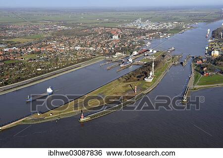 "Lock of the Kiel Canal, German: Nord-Ostsee-Kanal, NOK, aerial photo, Brunsbuttel, Schleswig-Holstein, Germany, Europe" View Large Photo Image Stock Photograph - "Lock of the Kiel Canal, German: Nord-Ostsee-Kanal, NOK, aerial photo, Brunsbuttel, Schleswig-Holstein, Germany, Europe". Fotosearch