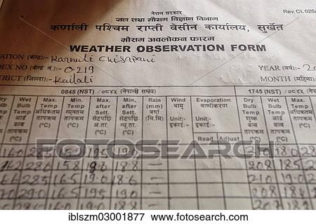 "Logbook entries, meteorology, Chisapani, Chisapani, Terai, Nepal, Asia" View Large Photo Image Stock Photo - "Logbook entries, meteorology, Chisapani, Chisapani, Terai, Nepal, Asia". Fotosearch