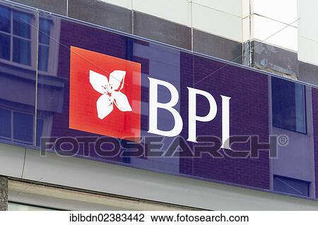 Stock Image - "Logo of the Portuguese bank BPI, Banco Portugues de Investimento, London, England, United Kingdom, Europe". Fotosearch