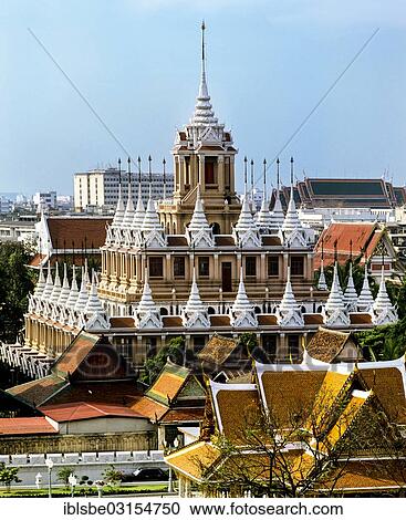 Stock Image - "Loha Prasat, Wat Ratchanaddaram, Bangkok, Central Thailand, Thailand, Asia". Fotosearch