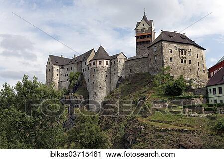 Stock Image - "Loket Castle, Loket, Karlovy Vary Region, Bohemia, Czech Republic, Europe". Fotosearch