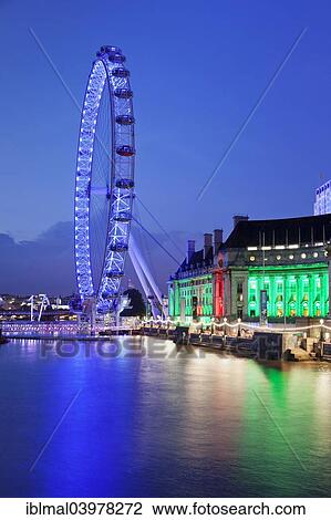"London Eye ferris wheel and County Hall, London Aquarium on the River Thames, South Bank, London, England, United Kingdom, Europe" View Large Photo Image Stock Image - "London Eye ferris wheel and County Hall, London Aquarium on the River Thames, South Bank, London, England, United Kingdom, Europe". Fotosearch