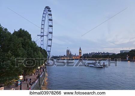 "London Eye ferris wheel on the River Thames, South Bank, Houses of Parliament, Big Ben, London, England, United Kingdom, Europe" View Large Photo Image Stock Photograph - "London Eye ferris wheel on the River Thames, South Bank, Houses of Parliament, Big Ben, London, England, United Kingdom, Europe". Fotosearch