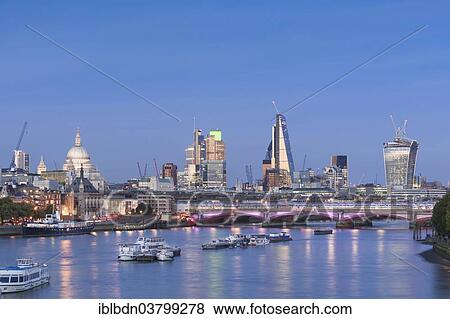 "London skyline and river Thames at dusk, London, England, United Kingdom, Europe" View Large Photo Image Stock Photo - "London skyline and river Thames at dusk, London, England, United Kingdom, Europe". Fotosearch