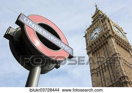"London Underground logo und Big Ben, Southwark, London, London region, England, United Kingdom, Europe" View Large Photo Image Picture - "London Underground logo und Big Ben, Southwark, London, London region, England, United Kingdom, Europe". Fotosearch