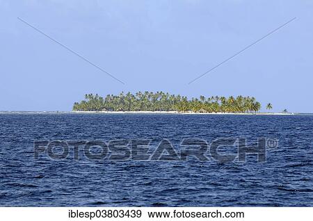 Stock Photo - "Lonely island with palm trees, Lemon Cays, San Blas Islands, Caribbean, Panama, North America". Fotosearch