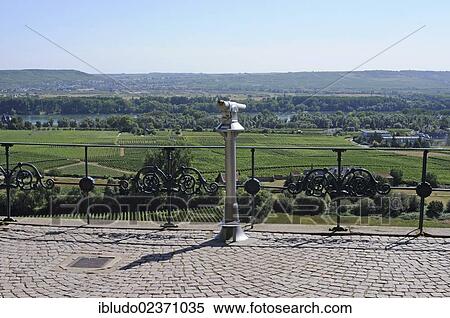 Stock Photography - "Lookout, Johannisberg mountain, Rheingau region, Hesse, Germany, Europe". Fotosearch