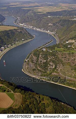 "Lorelei rock on the river Rhine, aerial view, St. Goar, Rhineland-Palatinate, Germany, Europe" View Large Photo Image Stock Image - "Lorelei rock on the river Rhine, aerial view, St. Goar, Rhineland-Palatinate, Germany, Europe". Fotosearch