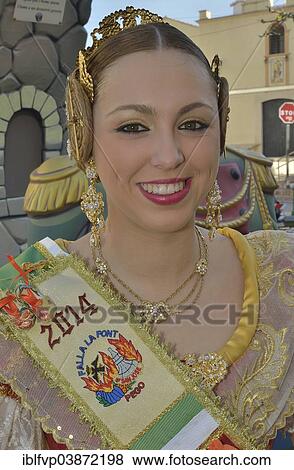 "Lorena Escriva Gonzalez, a woman wearing traditional dress, a member of the Falla group """"La Font"""" at the Las Fallas Spring Festival, Pego, Province of Alicante, Spain, Europe" View Large Photo Image Stock Photo - "Lorena Escriva Gonzalez, a woman wearing traditional dress, a member of the Falla group """"La Font"""" at the Las Fallas Spring Festival, Pego, Province of Alicante, Spain, Europe". Fotosearch