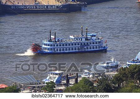 "Louisiana Star paddle wheeler travelling on the Elbe river in the Port of Hamburg, Hamburg, Germany, Europe" View Large Photo Image Stock Photo - "Louisiana Star paddle wheeler travelling on the Elbe river in the Port of Hamburg, Hamburg, Germany, Europe". Fotosearch