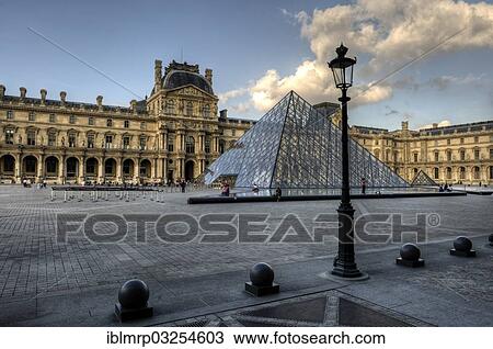 Stock Image - "Louvre Museum with the Pyramid, Paris, Ile-de-France, France, Europe". Fotosearch