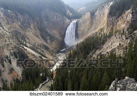 "Lower Falls at the Grand Canyon of the Yellowstone, Canyon Village, Yellowstone National Park, Wyoming, USA" View Large Photo Image Stock Photo - "Lower Falls at the Grand Canyon of the Yellowstone, Canyon Village, Yellowstone National Park, Wyoming, USA". Fotosearch
