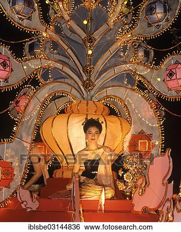 "Loy Krathong Festival, flower festival, woman on a decorated float, Chiang Mai, Northern Thailand, Thailand, Asia" View Large Photo Image Stock Photograph - "Loy Krathong Festival, flower festival, woman on a decorated float, Chiang Mai, Northern Thailand, Thailand, Asia". Fotosearch